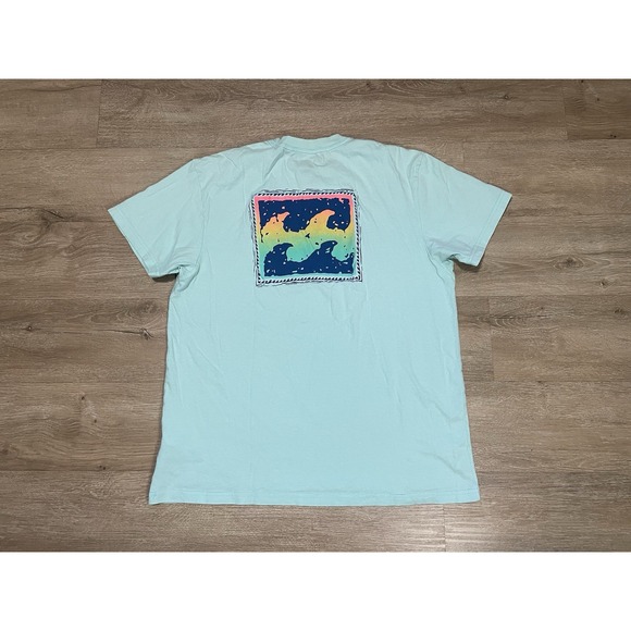 Billabong T-Shirt Men's Sz M Teal Blue Logo Print Short Sleeve Crew Neck Surf - Picture 1 of 9